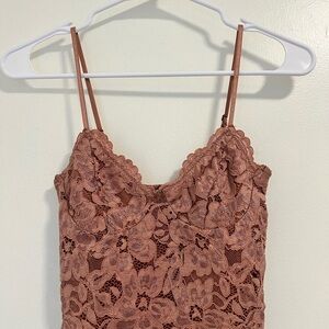 Zara Brown Tan Adjustable Lace Bodysuit